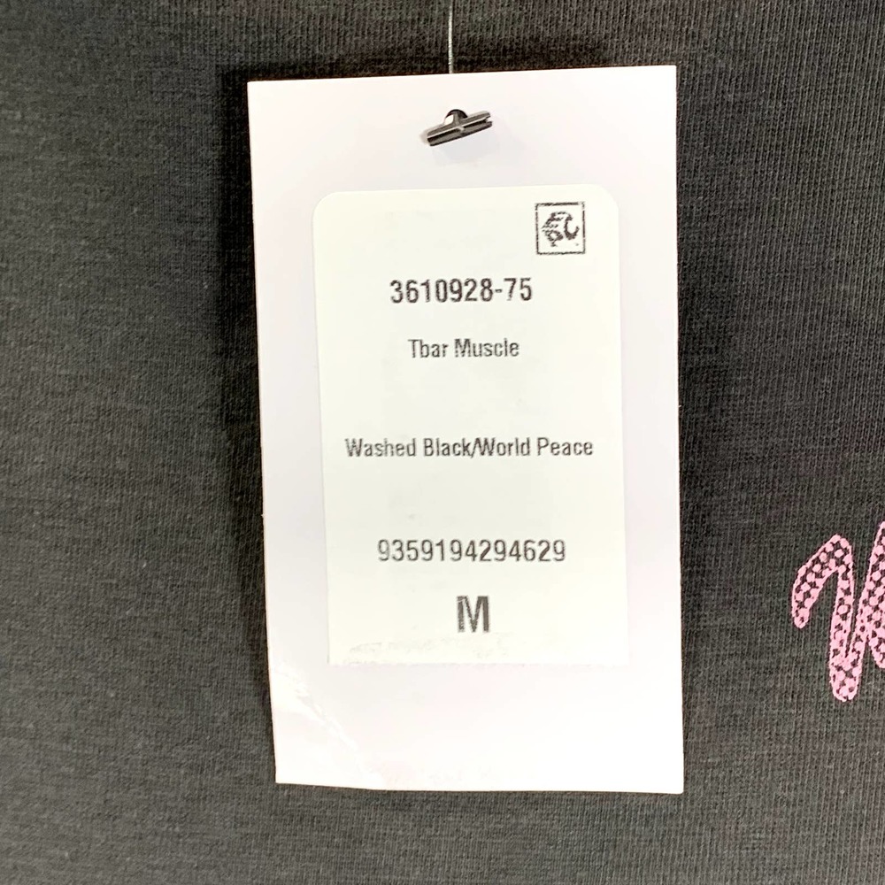 Cotton:On Men's Washed Black World Peace Tbar Msucle T-Shirt SZ M - Picture 12 of 12